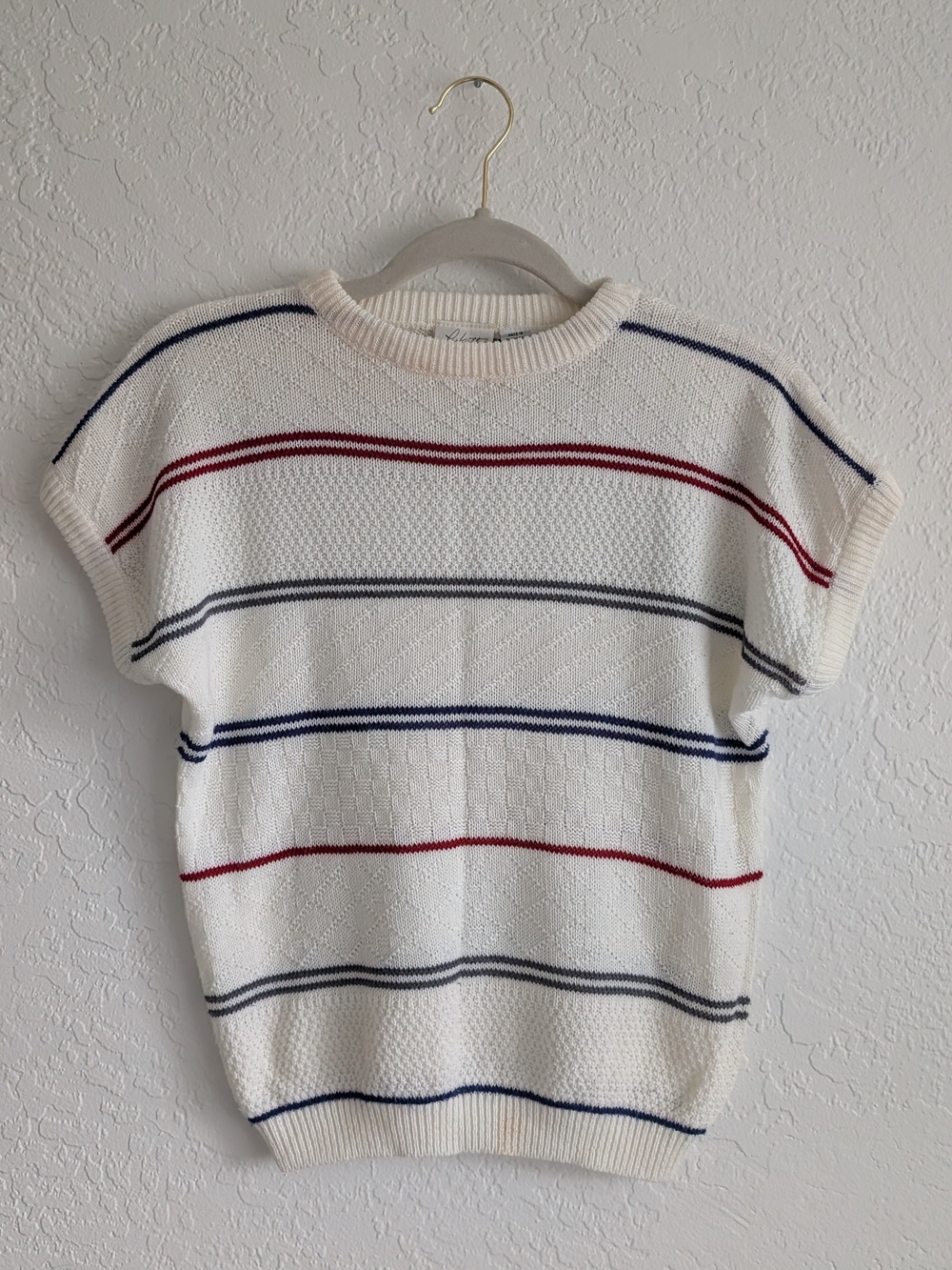 Pykettes Cream Knit Top with Navy Stripe